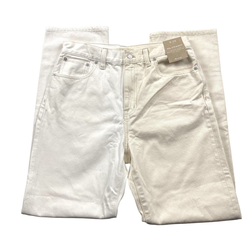 Madewell Jean Women 27 White Cream 90s Straight Full Length FLAW NWT NQ174